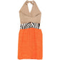 Colour-Block Halterneck Dress with Zebra Print Panel - view 2