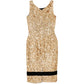 Gold Sequined Silk Midi Dress - view 2
