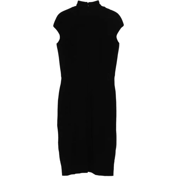 Tailored Black Wool Draped Dress - view 2