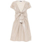 Metallic Gold Draped Linen Midi Dress - Alexander McQueen