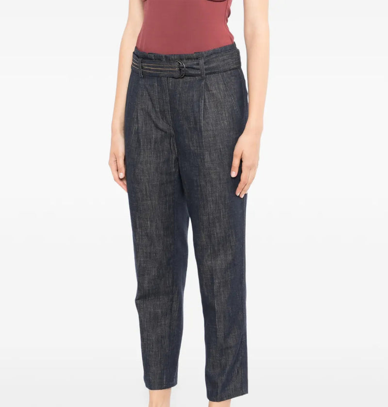 Indigo denim tailored trousers from Other Designers, showcasing a slim fit with classic stitching and a sleek, modern design.