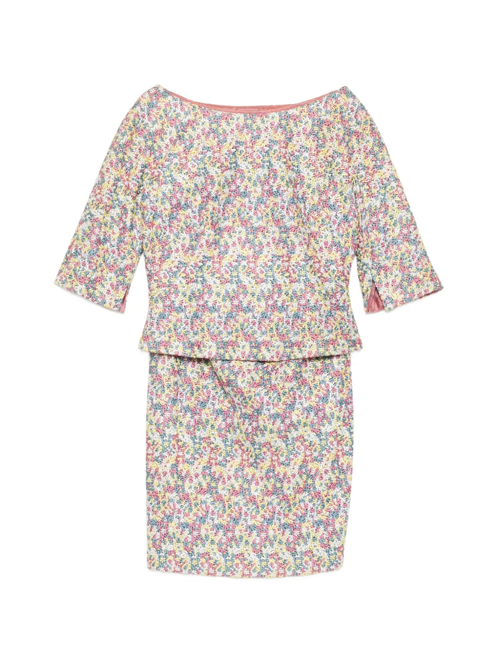 Pastel Ditsy Floral Embroidered Top & Skirt Set - Versace