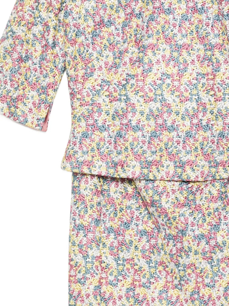 Pastel Ditsy Floral Embroidered Top & Skirt Set - view 3