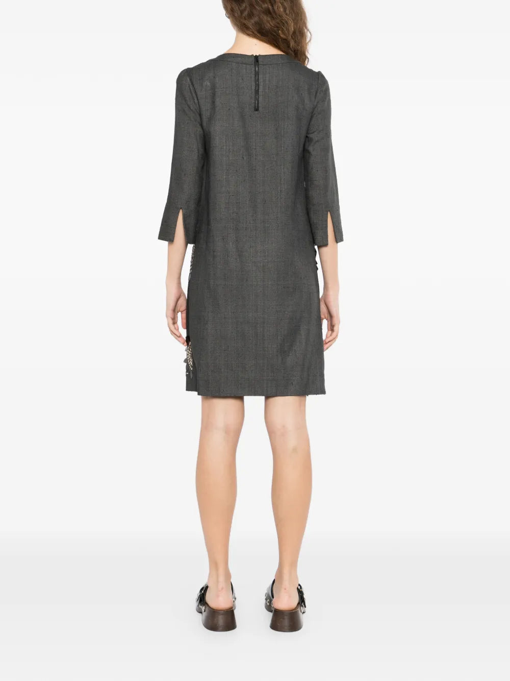2006 Embellished Leaf Gray Silk Dress - view 4