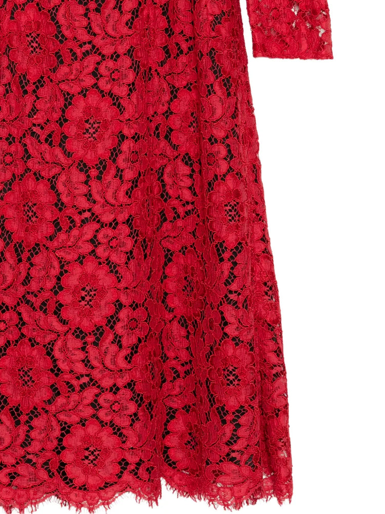 Red Floral Lace Maxi Dress - view 3