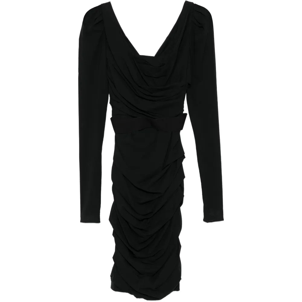 Draped Silk Midi Dress with Belt - Dolce & Gabbana