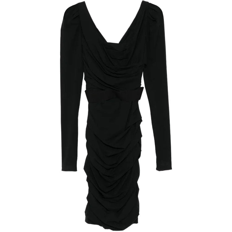 Draped Silk Midi Dress with Belt - Dolce & Gabbana