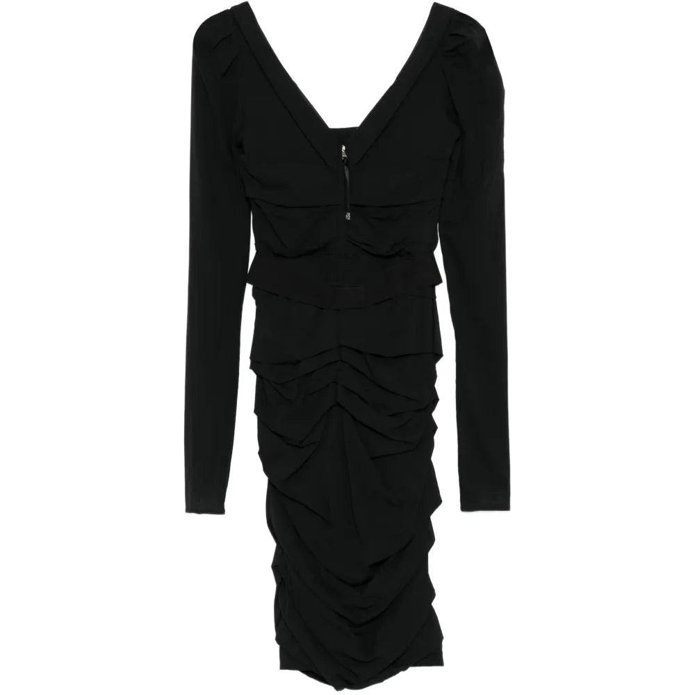 Draped Silk Midi Dress with Belt - view 2