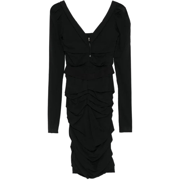 Draped Silk Midi Dress with Belt - view 2