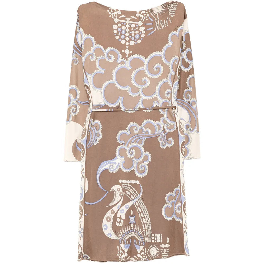 Brown Abstract Print Dress - view 2