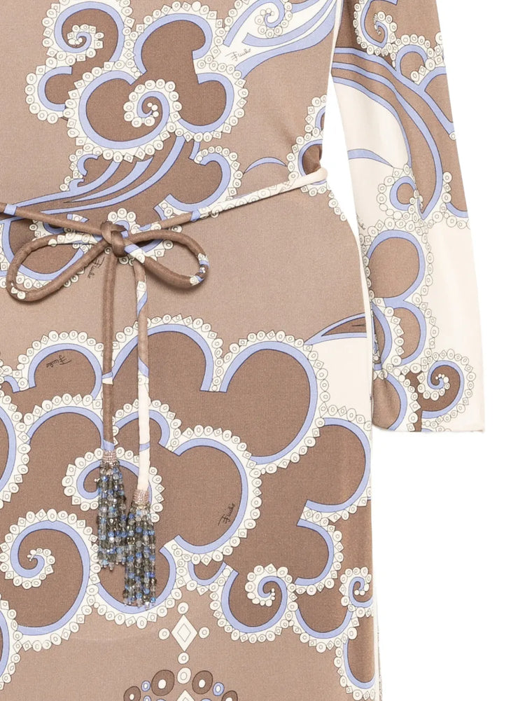 Brown Abstract Print Dress - view 3