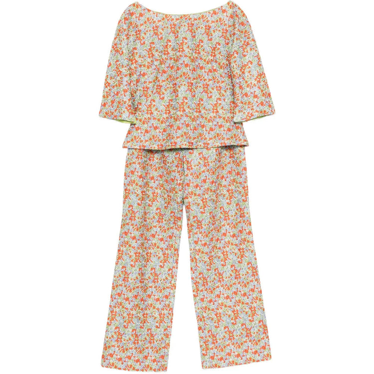 Ditsy Floral Embroidered Top & Trousers Set - Versace