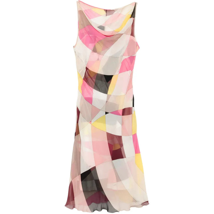 Geometric Print Tulle Flared Dress - PUCCI