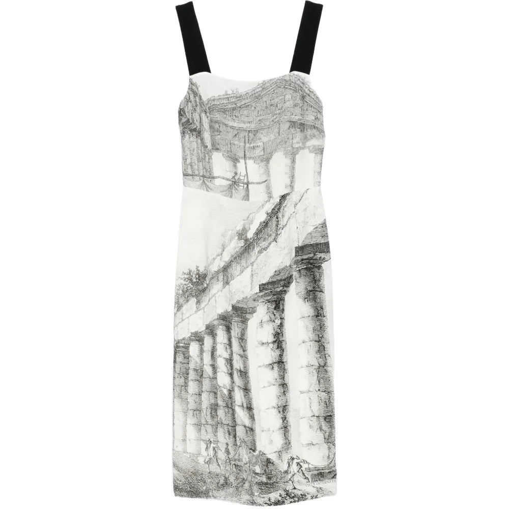 2014 Greek Temple Printed Crepe Midi Dress - Dolce & Gabbana