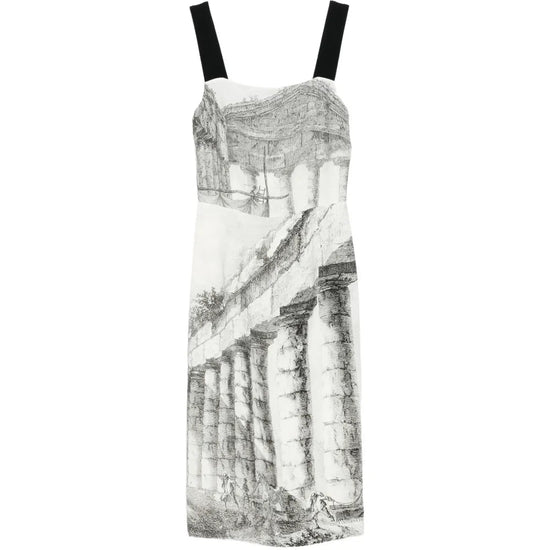 Dolce & Gabbana 2014 Greek Temple midi dress featuring flowing fabric and intricate Greek-inspired design.