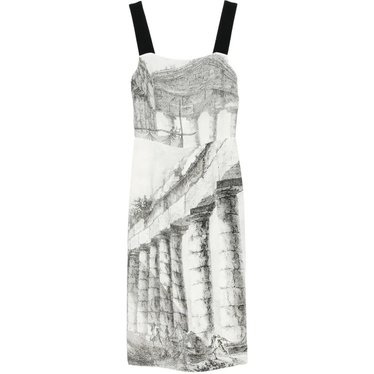 2014 Greek Temple Printed Crepe Midi Dress - Dolce & Gabbana
