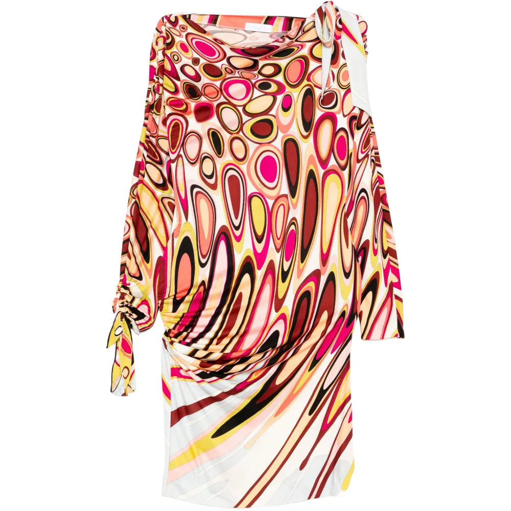 Abstract Print Draped Dress - PUCCI