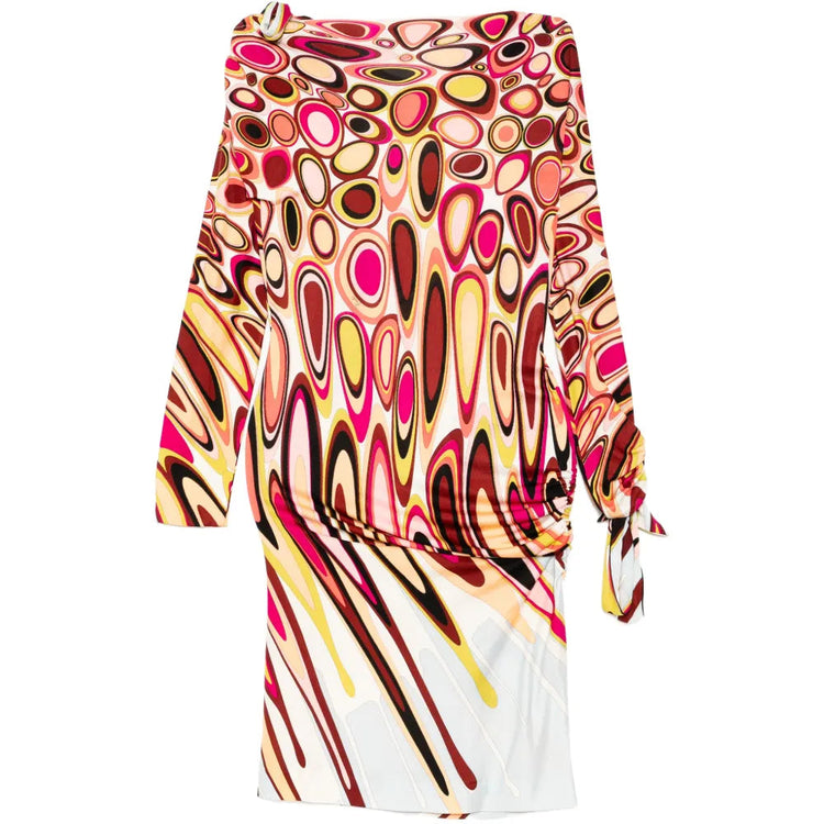 Abstract Print Draped Dress - view 2