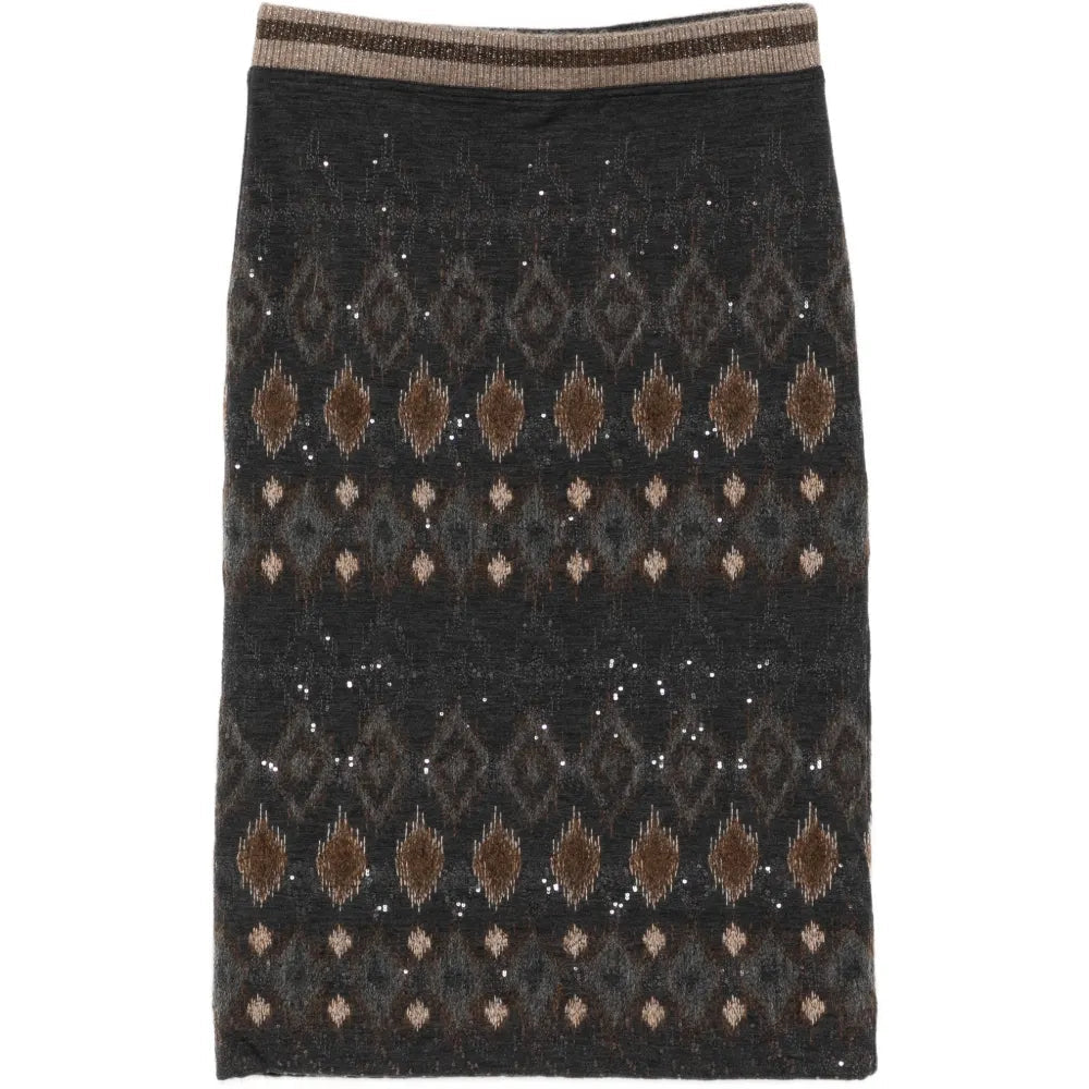 Textured Virgin Wool Skirt - BRUNELLO CUCINELLI VINTAGE
