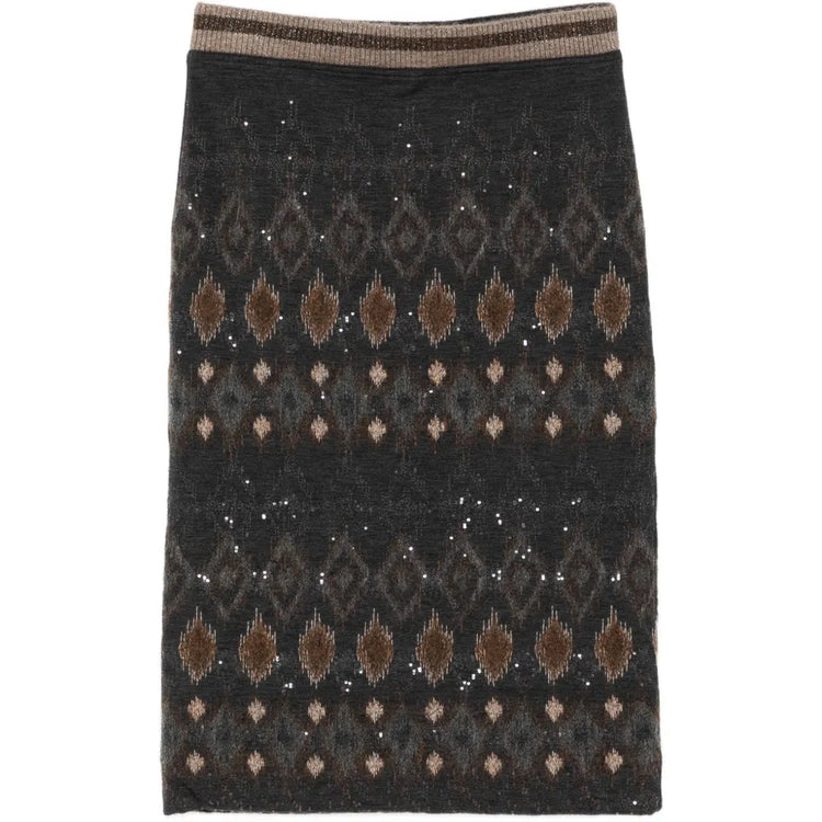 Textured Virgin Wool Skirt - BRUNELLO CUCINELLI VINTAGE