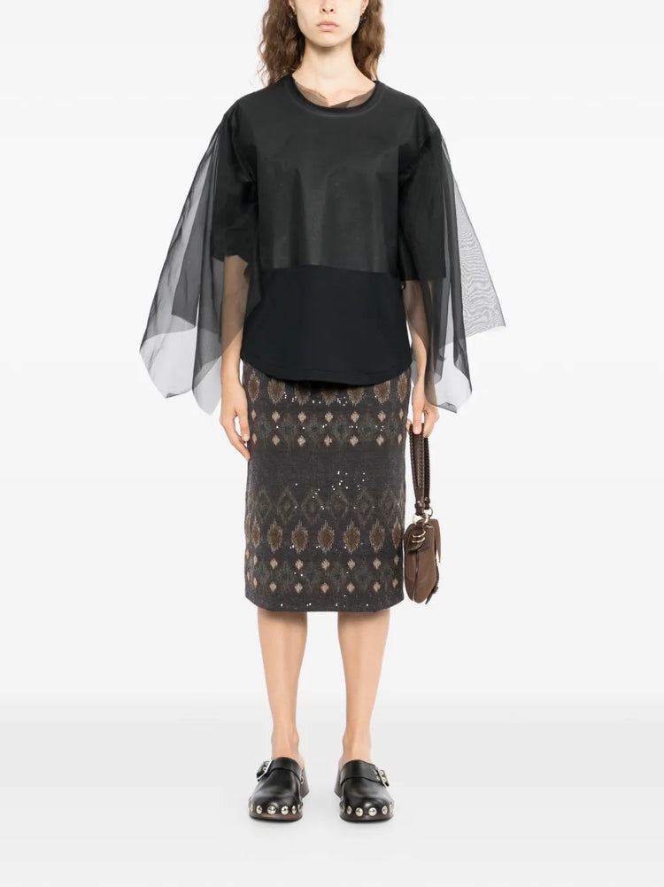 Textured Virgin Wool Skirt - view 2