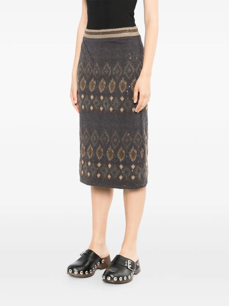 Textured Virgin Wool Skirt - view 3