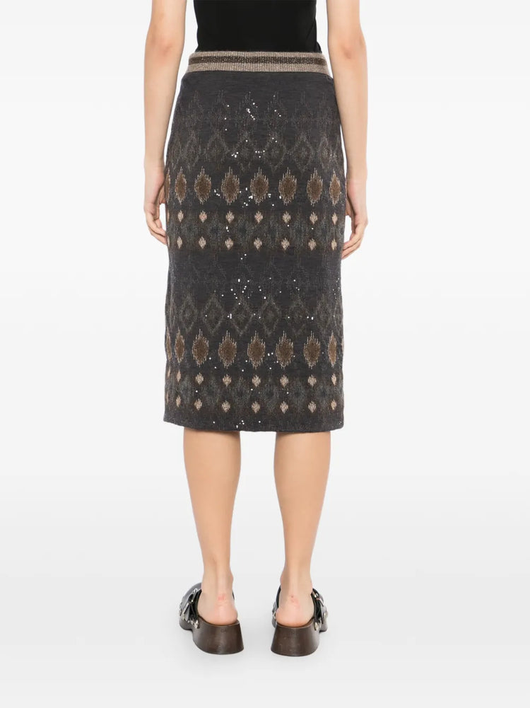 Textured Virgin Wool Skirt - view 4
