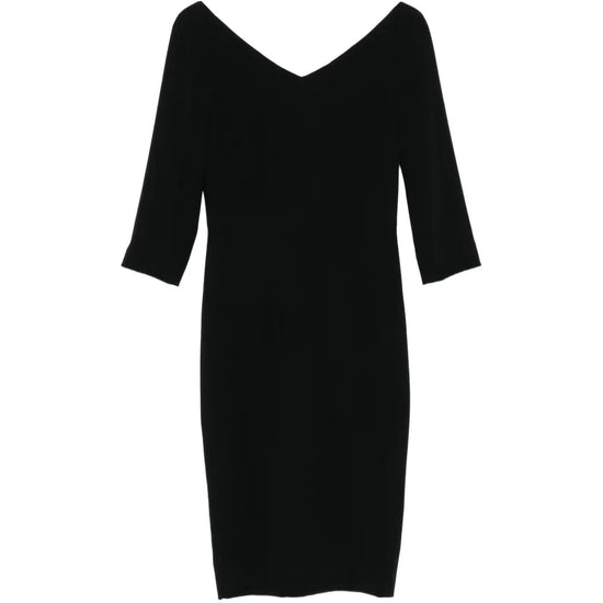 Black V-Neck Tailored Midi Dress - Dolce & Gabbana