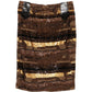 Sequin Silk Skirt with Leather Slit - view 2