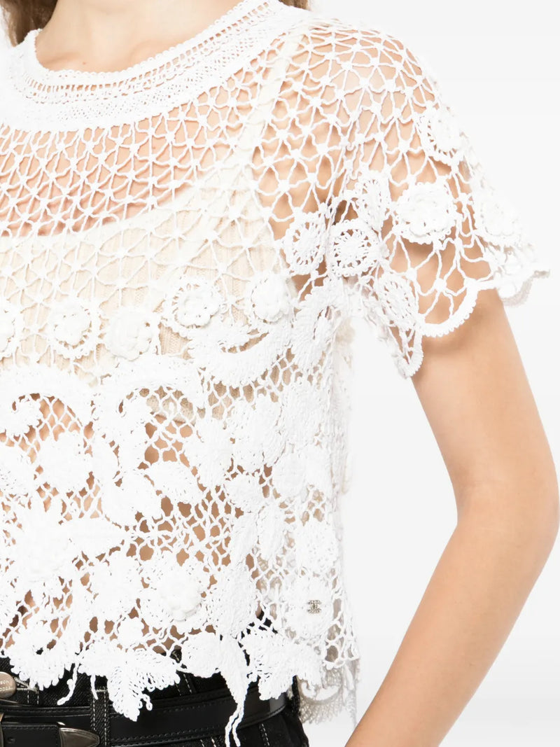 White Crochet Top - view 5