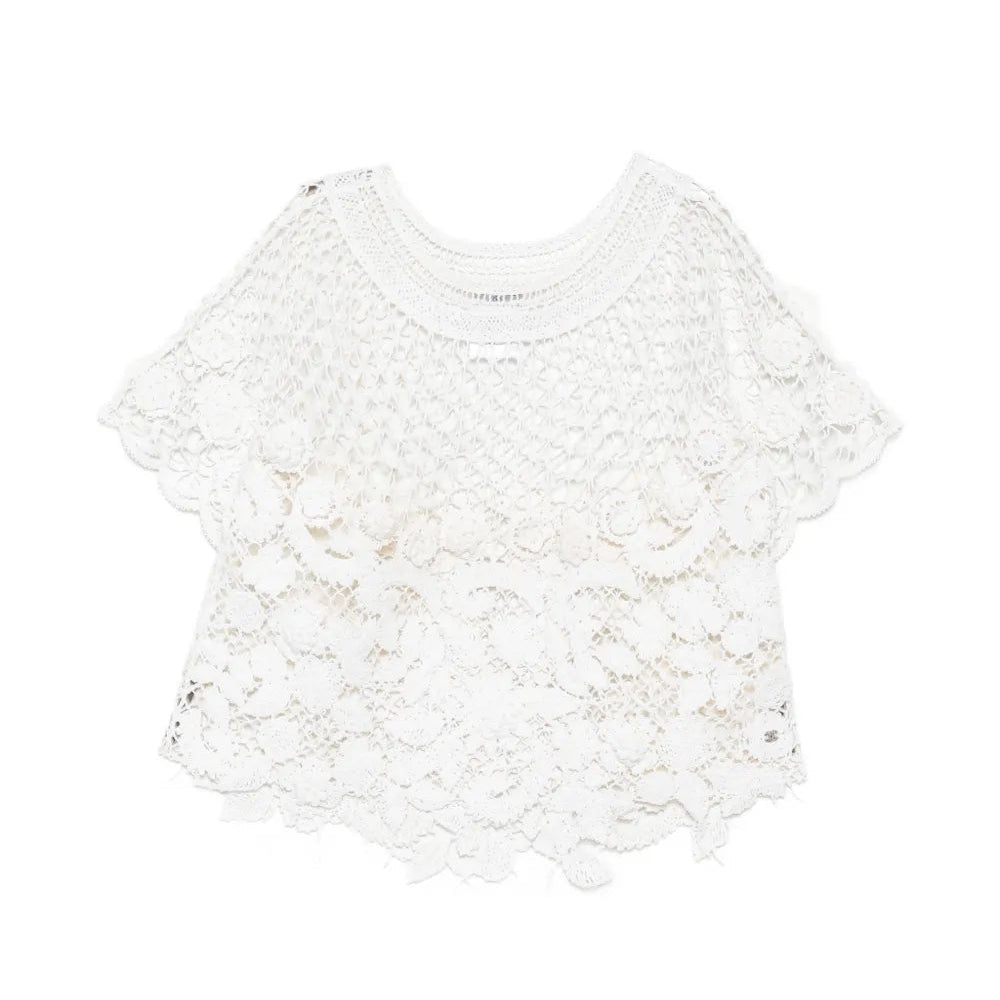 White Crochet Top - CHANEL