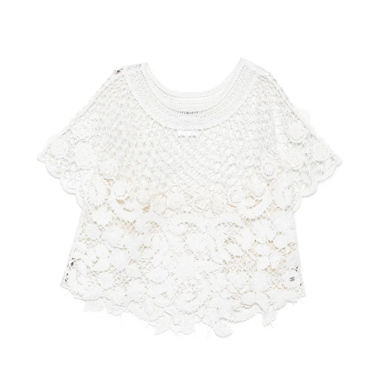 White Crochet Top - CHANEL