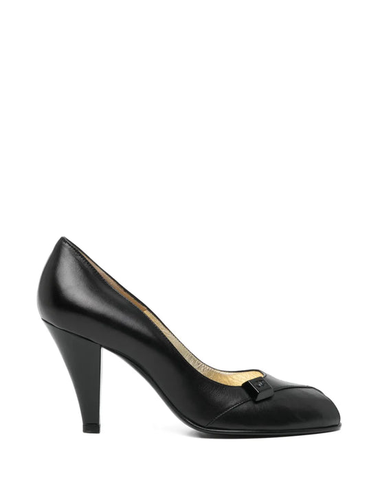 Black Peep-Toe Pumps - CHANEL
