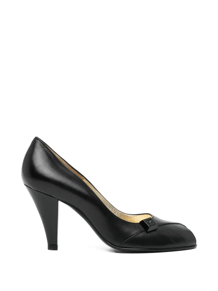Black Peep-Toe Pumps - CHANEL
