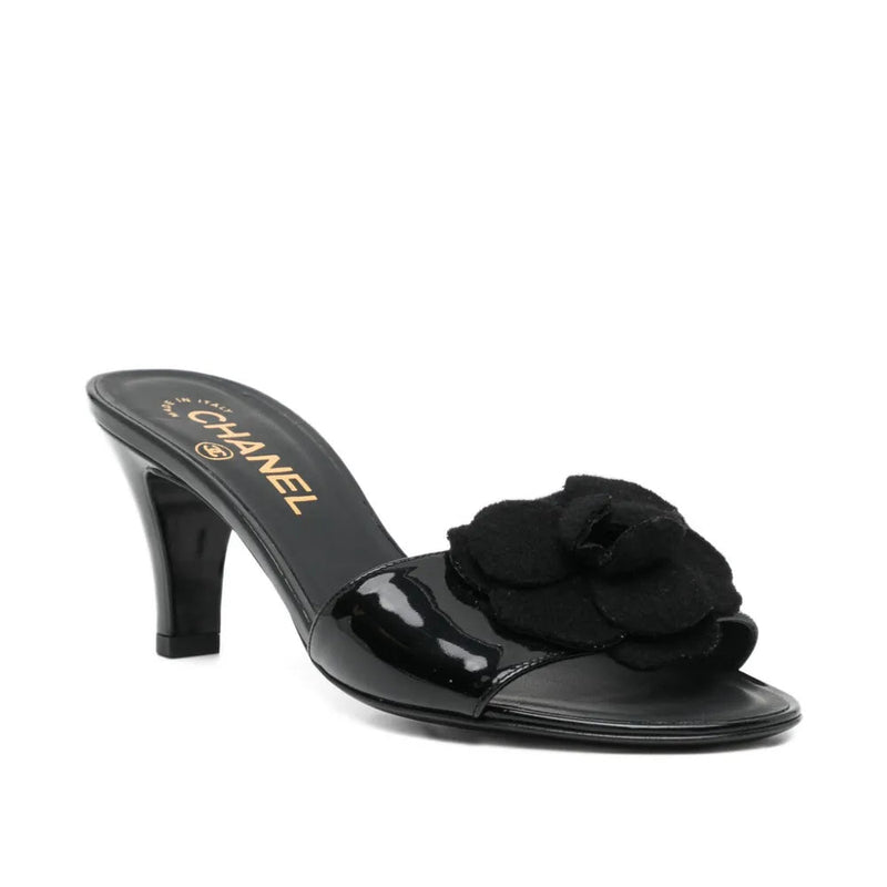 Black Camellia Slide Sandals - view 2
