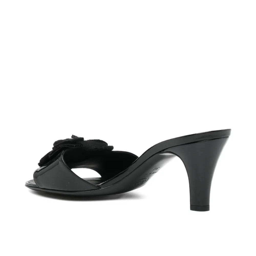 Black Camellia Slide Sandals - view 3