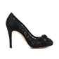 Black Lace Camellia Pumps - CHANEL
