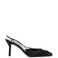 Black Slingback Camellia Heels