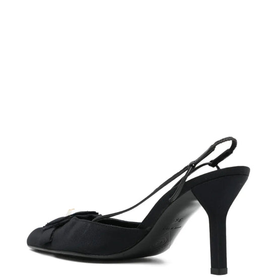 Black Slingback Camellia Heels