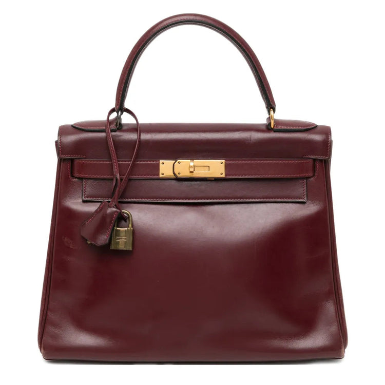 Rouge H Box Leather Retourne Kelly 28 - Hermès