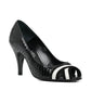 Black & White Textured Peep-Toe Heels - view 2