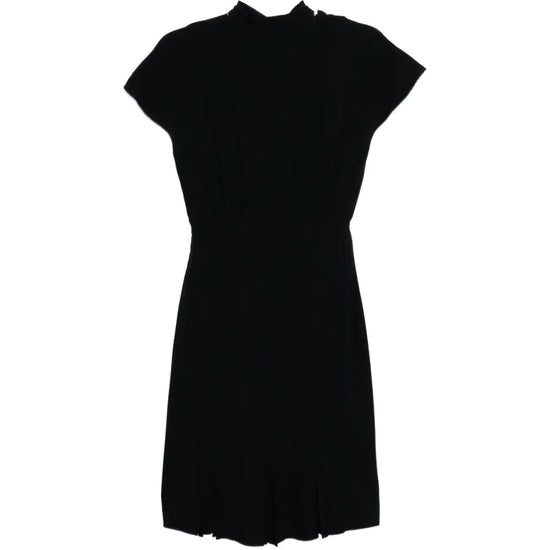 Dior short sleeve tie neck dress with elegant design, featuring a fitted silhouette and stylish collar for a sophisticated look.