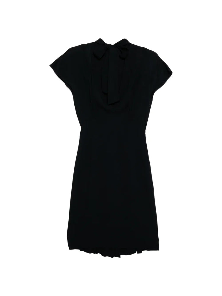 Short Sleeve Tie Neck Dress - Christian Dior