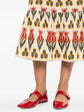 Valentino tiered printed skirt with colorful floral pattern, flowing design, and midi length, perfect for stylish casual wear.