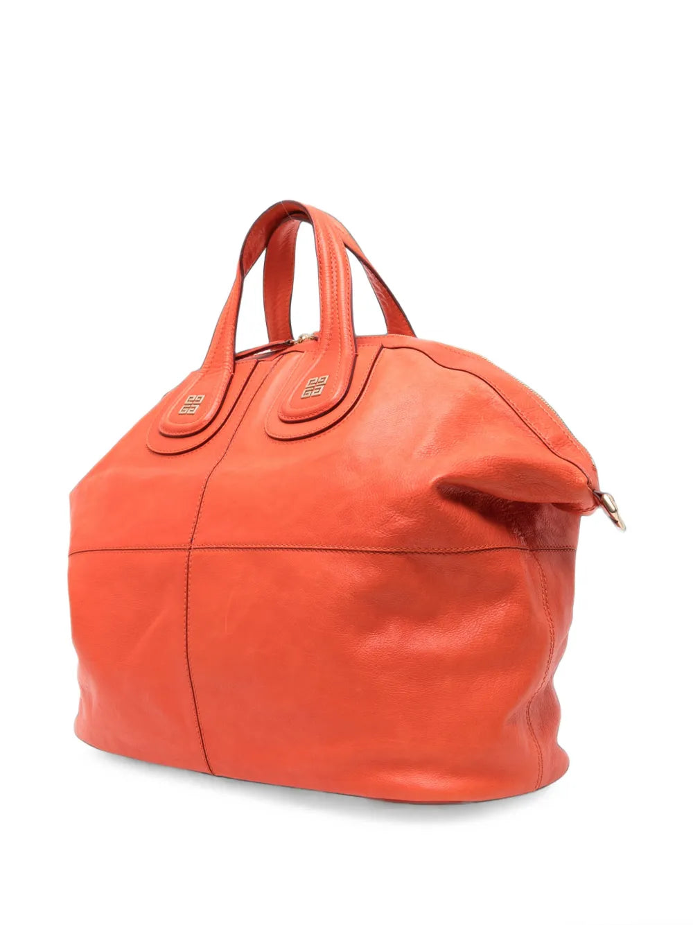 Givenchy Nightingale handbag in black leather with silver hardware, featuring top handles and a spacious interior.