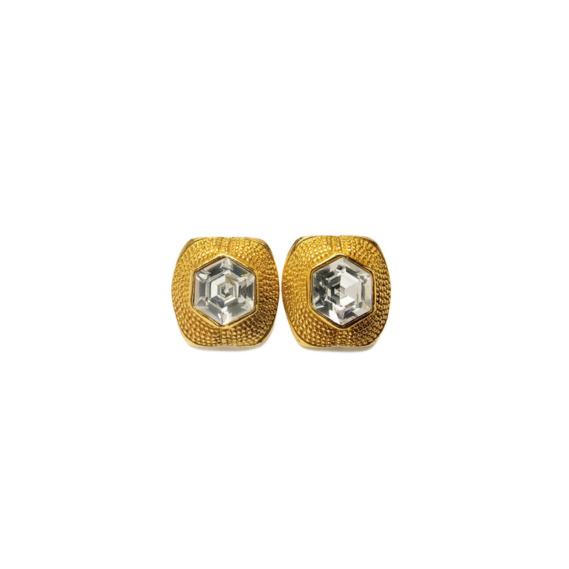 Chanel Crystal Gilt Rope Clip Earrings