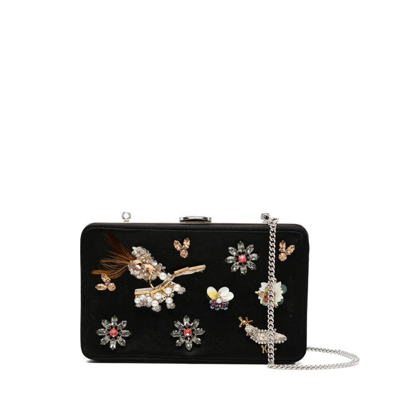 Satin Embellished Box Clutch