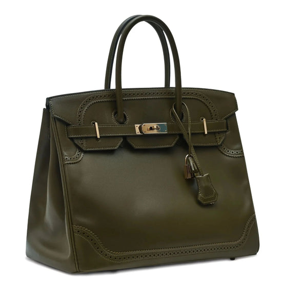 Birkin 35 Ghillies Tadelakt Vert Veronese PBHW