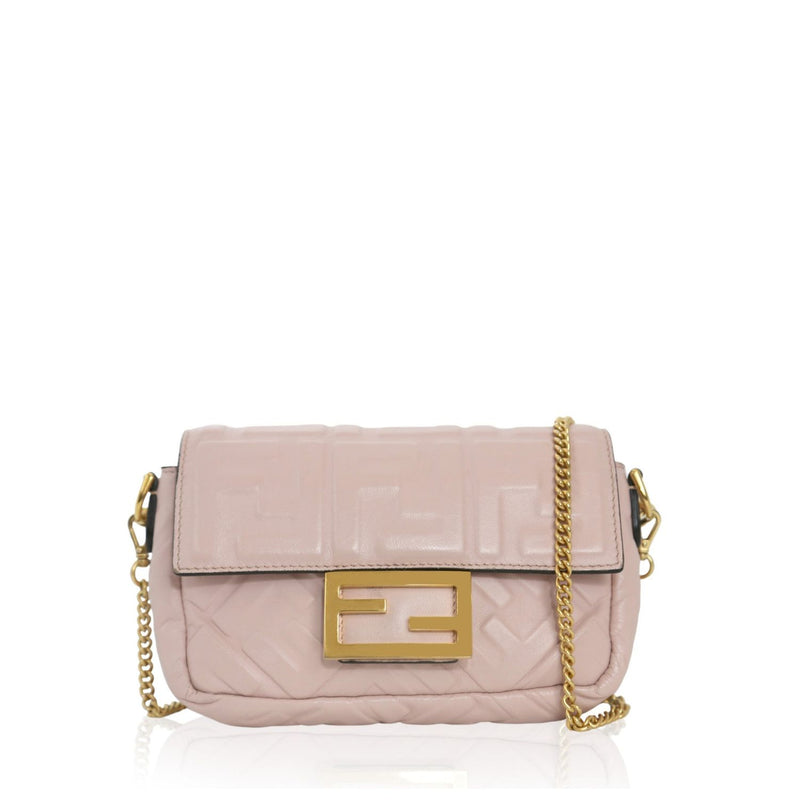 Fendi Nappa Embossed Mini Baguette