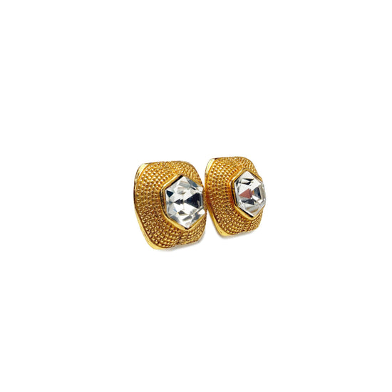 Chanel Crystal Gilt Rope Clip Earrings